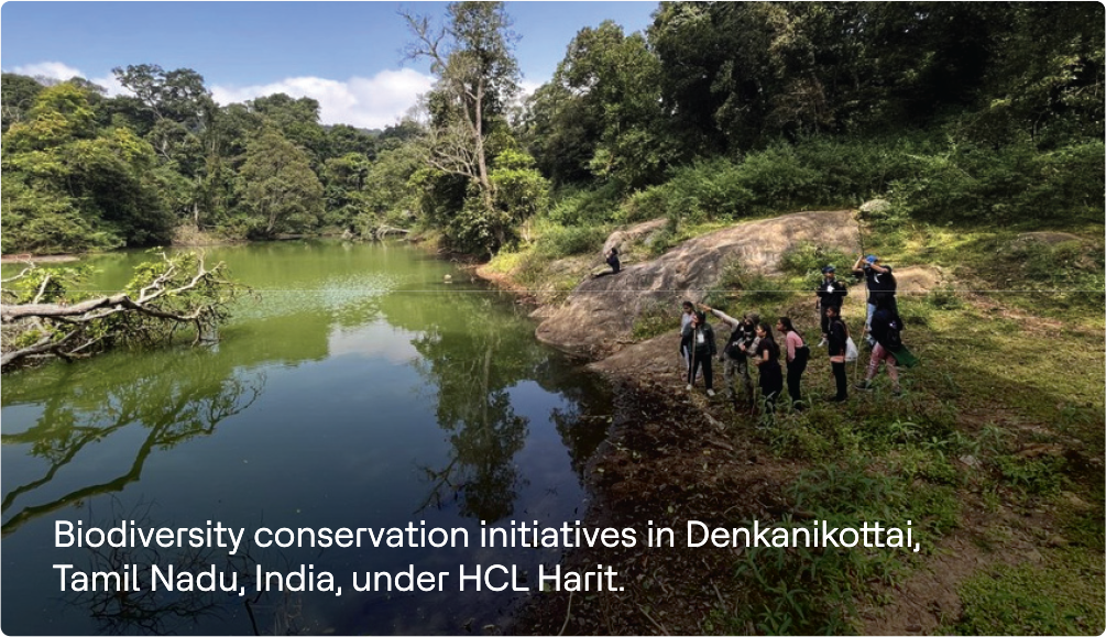 Biodiversity conservation initiatives in Denkanikottai, Tamil Nadu, India, under HCL Harit. 