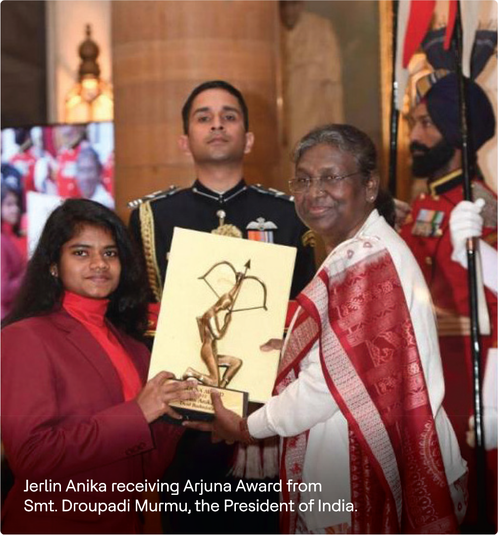 Jerlin Anika, our sports scholar under Sports for Change initiative, became India’s first woman Deaflympian to receive the prestigious Arjuna Award, the secondhighest sporting honor of India.