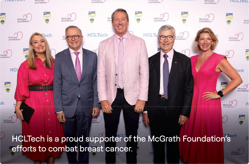 HCLTech is a proud supporter of the McGrath Foundation's efforts to combat breast cancer.