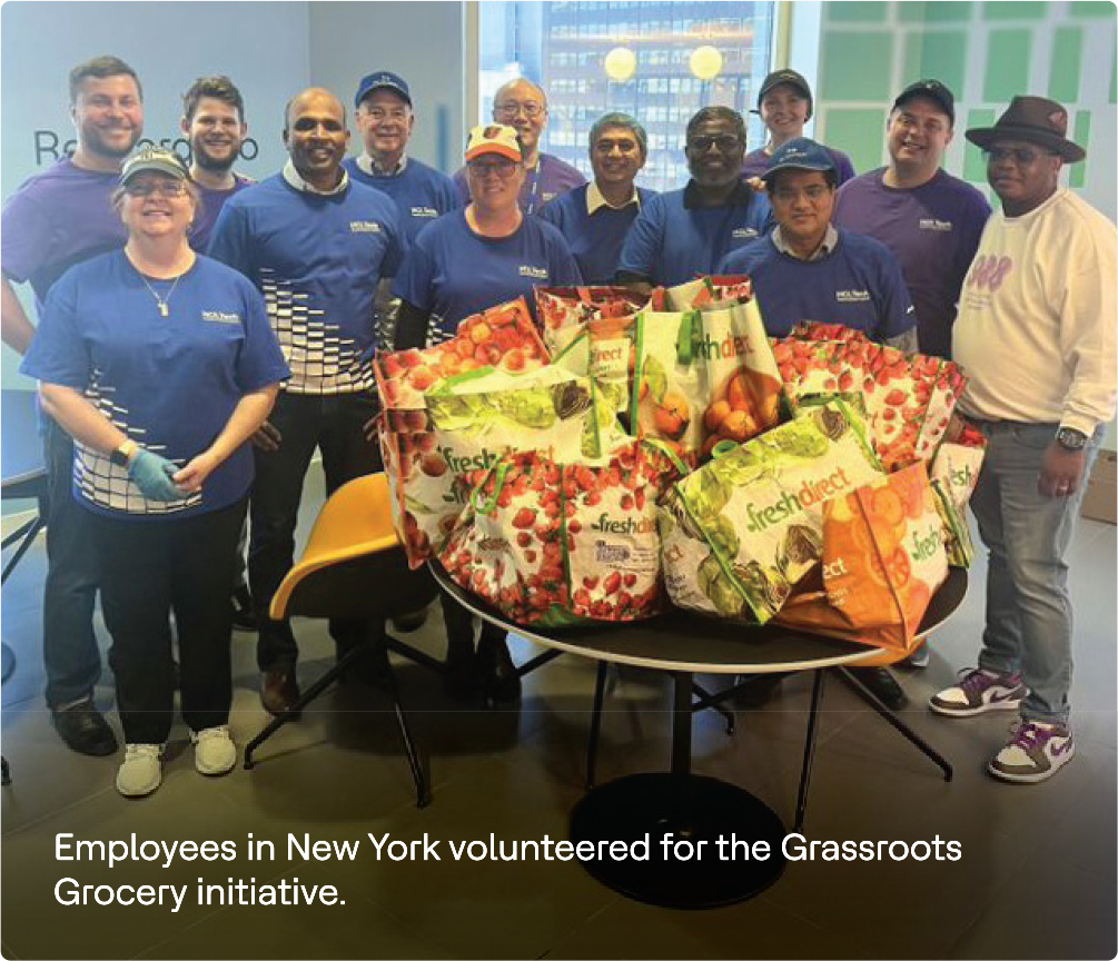 Employees in New York volunteered for the Grassroots Grocery initiative.