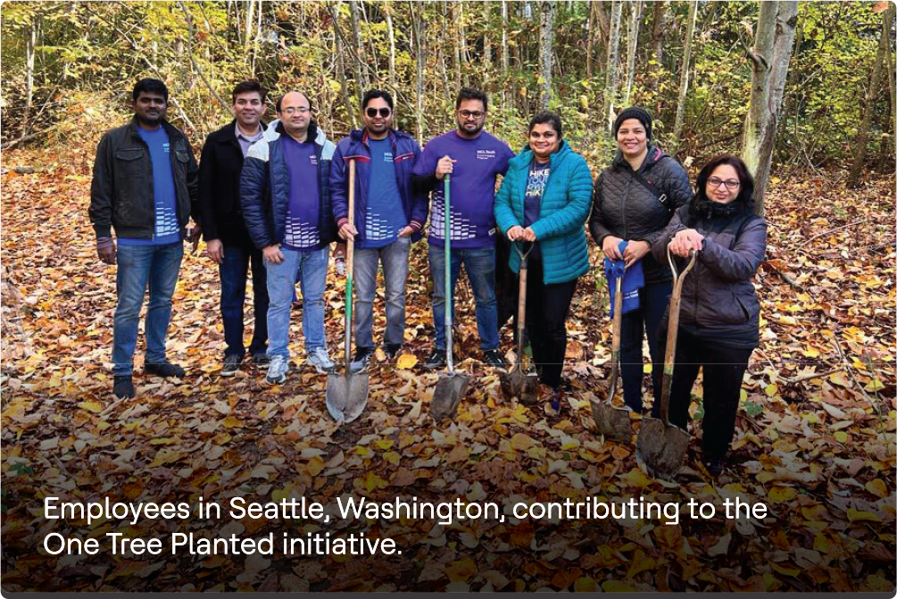 Employees in Seattle, Washington, contributing to the One Tree Planted initiative.