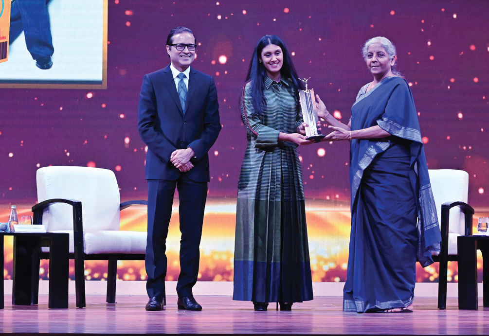 HCLTech Chairperson, Roshni Nadar Malhotra, received The Economic Times Lifetime Achievement Award on behalf of HCLTech Founder and Chairman Emeritus, Shiv Nadar, from Nirmala Sitharaman, Minister of Finance, Government of India.