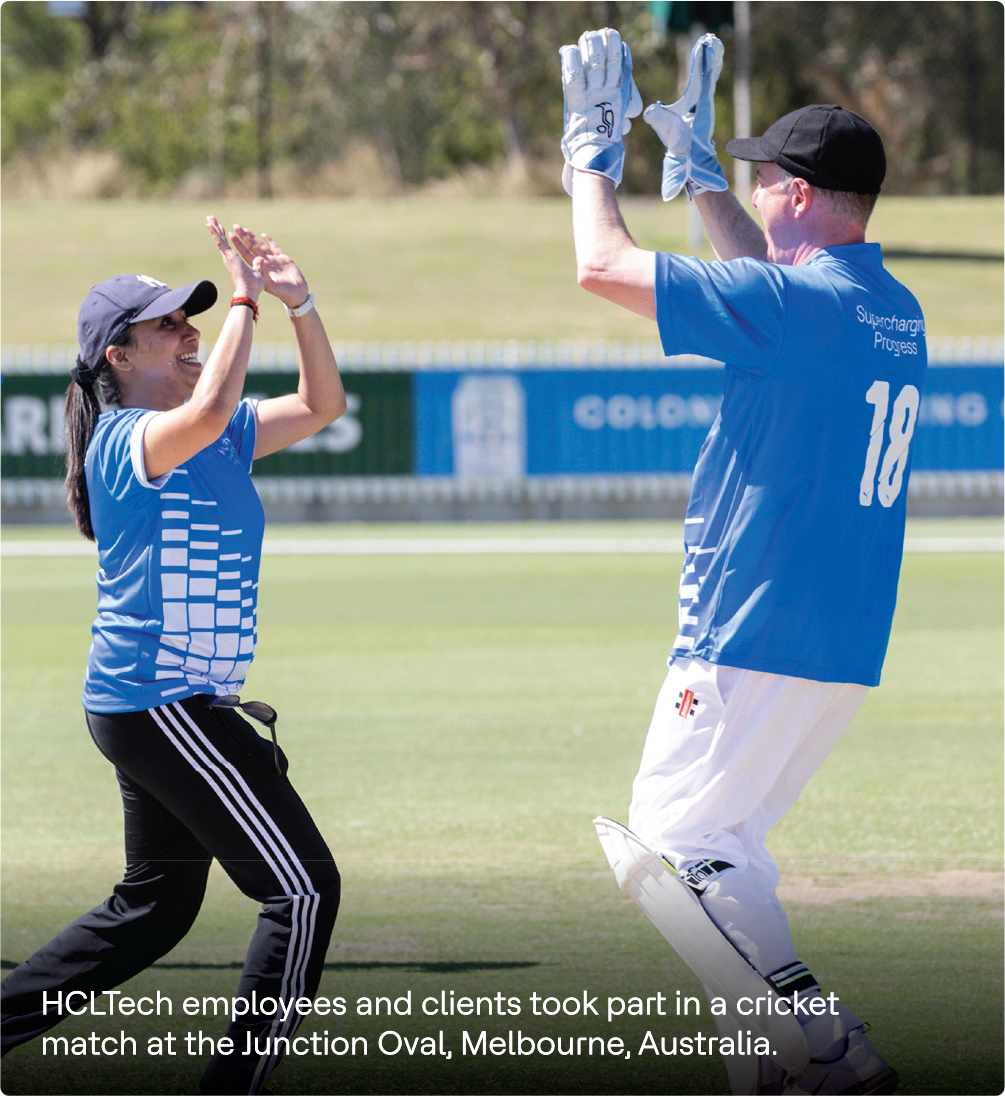 HCLTech employees and clients took part in a cricket match at the junction Oval, Melbourne, and Australia.