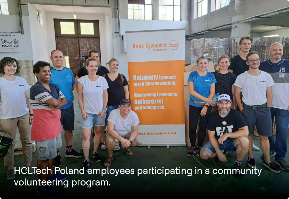 HCLTech Poland employees participating in a community volunteering program.