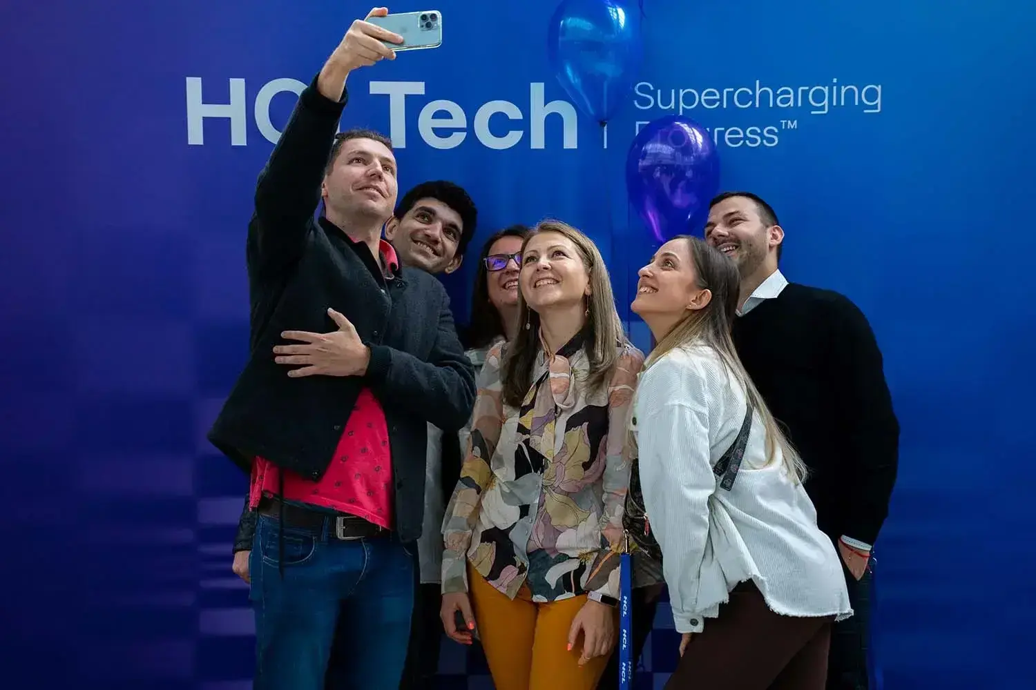 Posing together at HCLTech Brand Transformation event in Sofia