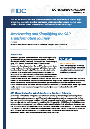 Accelerating and Simplifying the SAP transformation journey