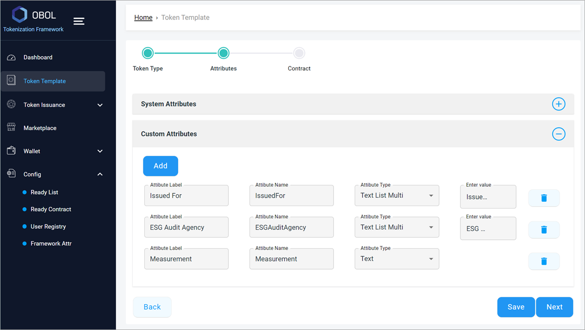 Defining token template: token attributes