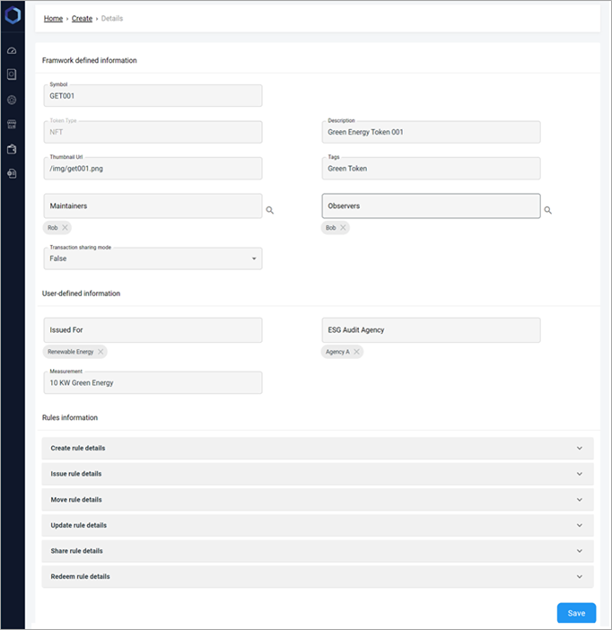 Creating a token interface for token creator