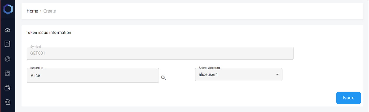 Issue token interface for token issuer