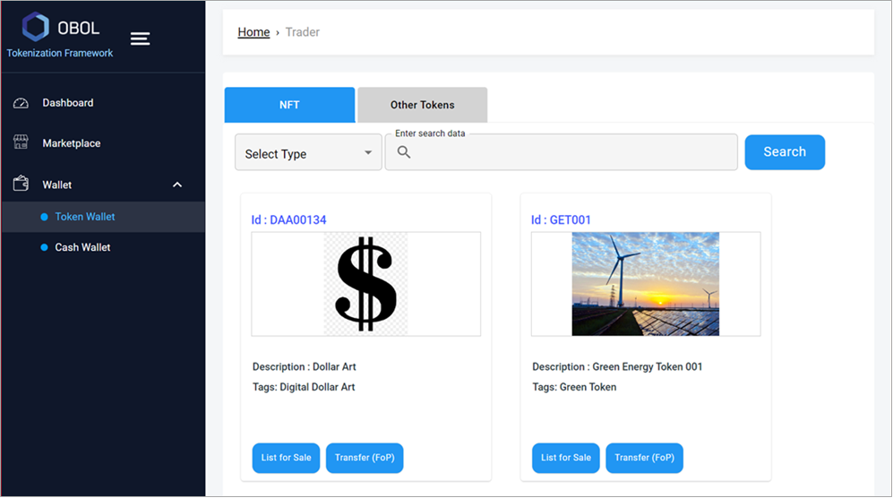 Token wallet for investor/user